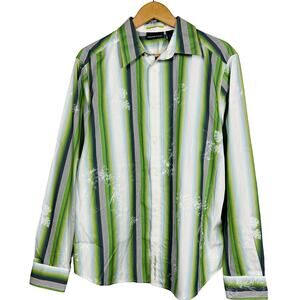 DKNY Jeans Button Up Shirt Long Sleeve Casual Green Top Shirt - L